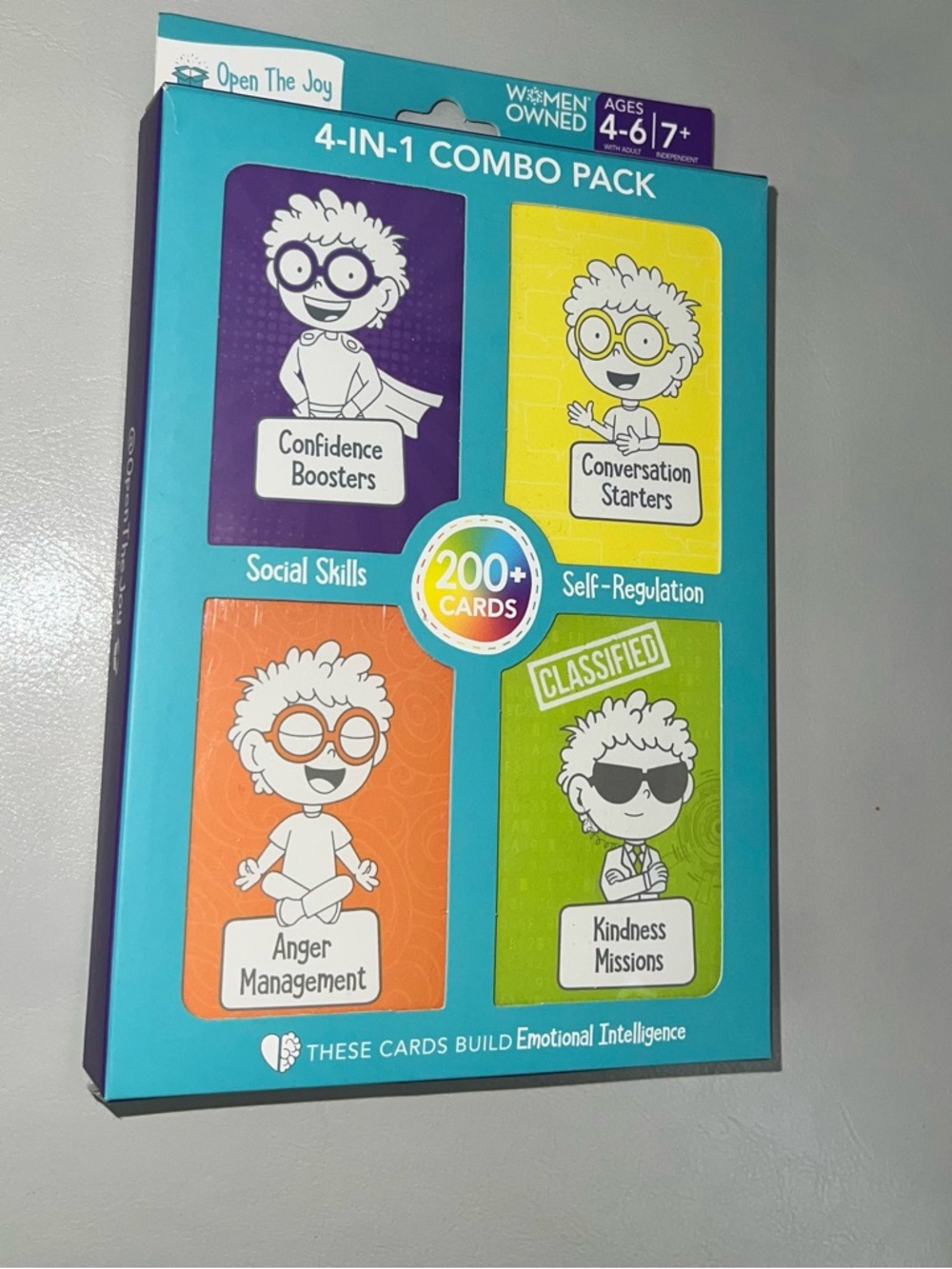 4-in-1 Kids Social Skills & Emotional Intelligence Cards - Teal